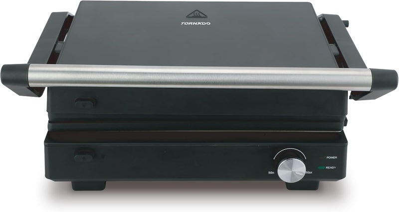 TORNADO Electric Grill, Non-Stick Metal, Black, Removable Drip Tray, 1800W, TGC5408-GS