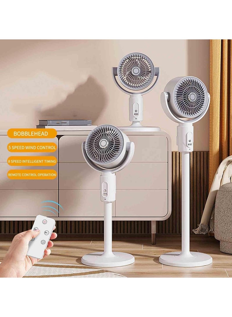 Macon Standing Smart Fans, 360 Circulation Quiet Powerful Floor Fan, Adjustable Height, Remote Control,For Bedroom Home Office White - Image 2