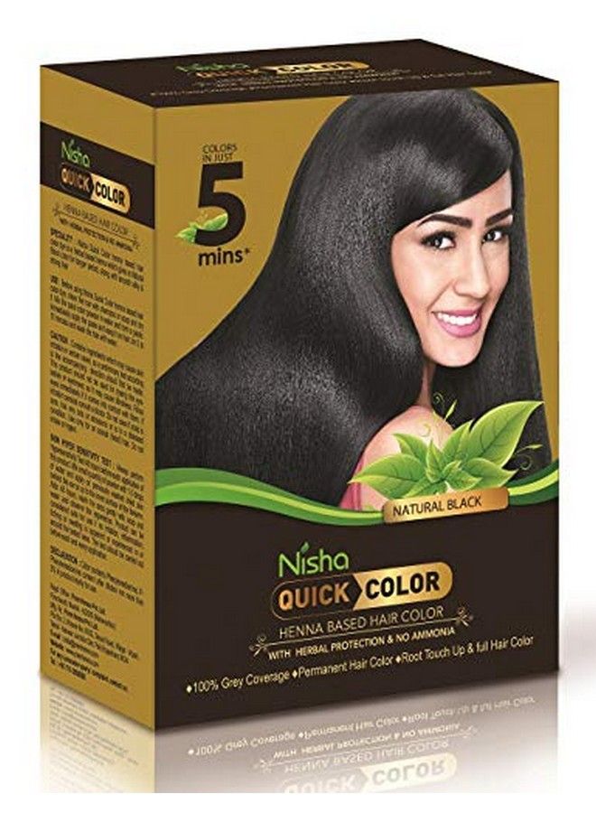 Nisha صبغة شعر سوداء قائمة على الحناء | صبغة شعر سوداء للرجال والنساء 5 دقائق لون سريع 100% تغطية للشعر | صبغة شعر سوداء خالية من الأمونيا 6 أكياس 10 جرام لكل منها - Image 2