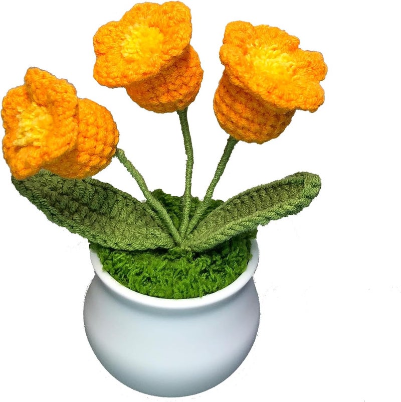 Joekaran Crochet Flowers Cute Little Flower, Farmhouse Fall Decor, Autumn Gifts for Women and Home, Thanksgiving, Halloween, Christmas, Office Desk Decoration (Orange Lily of The Valley) - Image 1