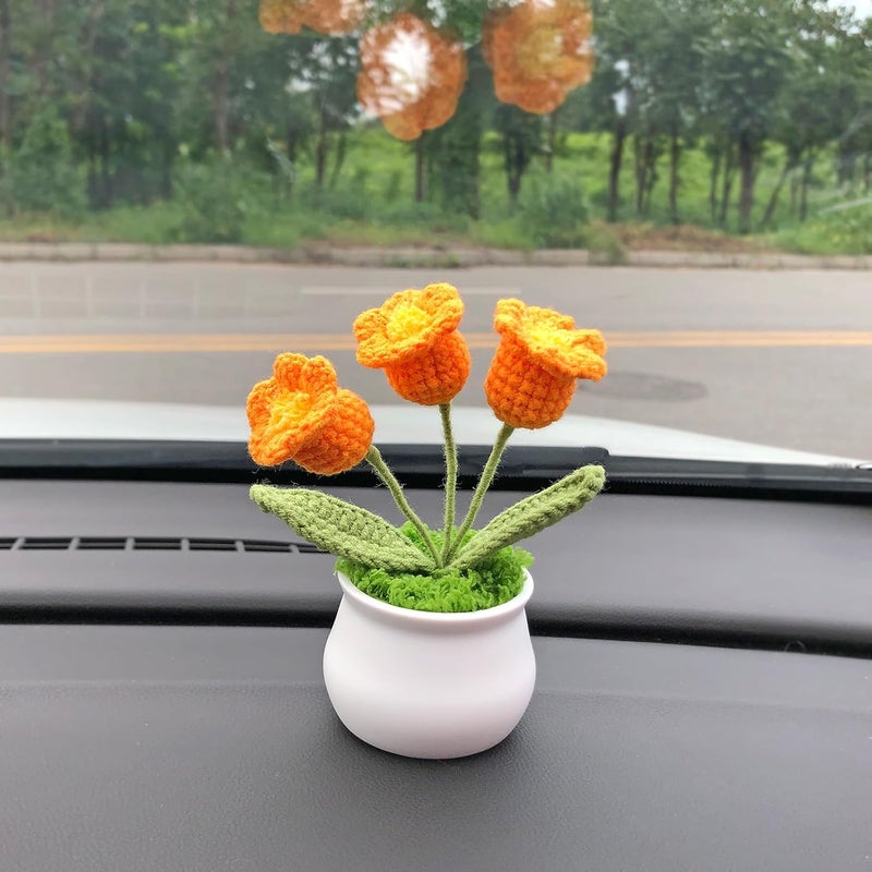 Joekaran Crochet Flowers Cute Little Flower, Farmhouse Fall Decor, Autumn Gifts for Women and Home, Thanksgiving, Halloween, Christmas, Office Desk Decoration (Orange Lily of The Valley) - Image 4