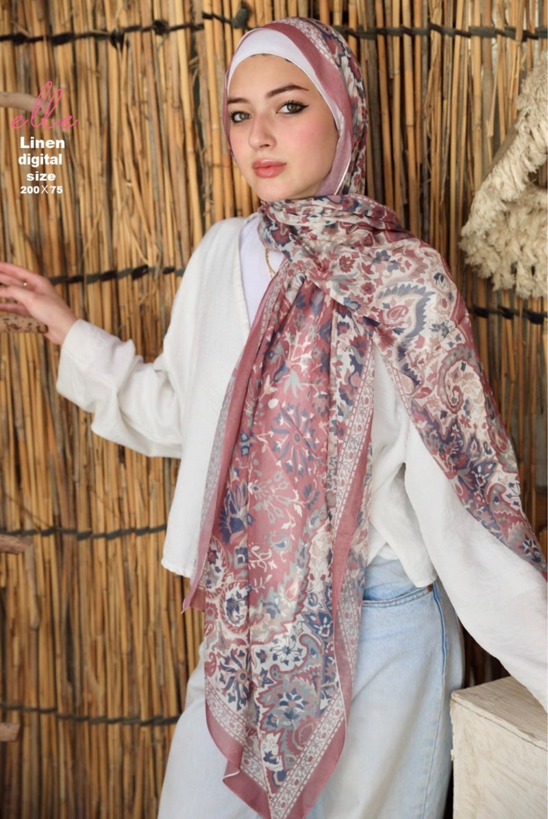 Luxury Linen Islamic Hijab Scarf for Women– Elegant Design for Daily Wear & Special Occasions – Size 200 × 75 cm