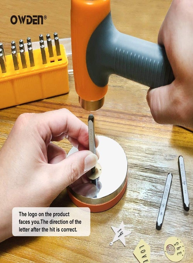 OWDEN Metal Stamps for Jewelry Making, Art Font Uppercase Letter Punch Set and Art Font Lowercase Letter Punch wtih 1 Set Number Punch Set Size:1/8",3mm Stamps Hammer and Steel Bench Block - Image 5