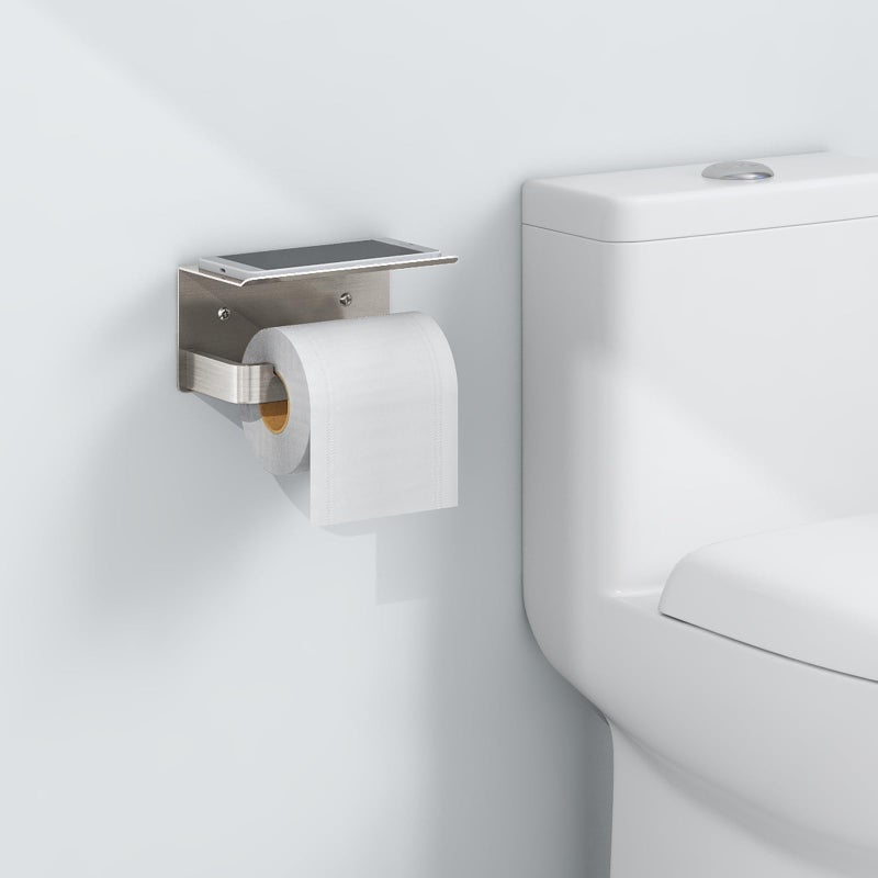 Gypie Toilet Paper Holder with Phone Shelf  Brushed Nickel Toilet Paper Holder Wall Mount  Rustproof Stainless Steel Bathroom Storage - Image 2