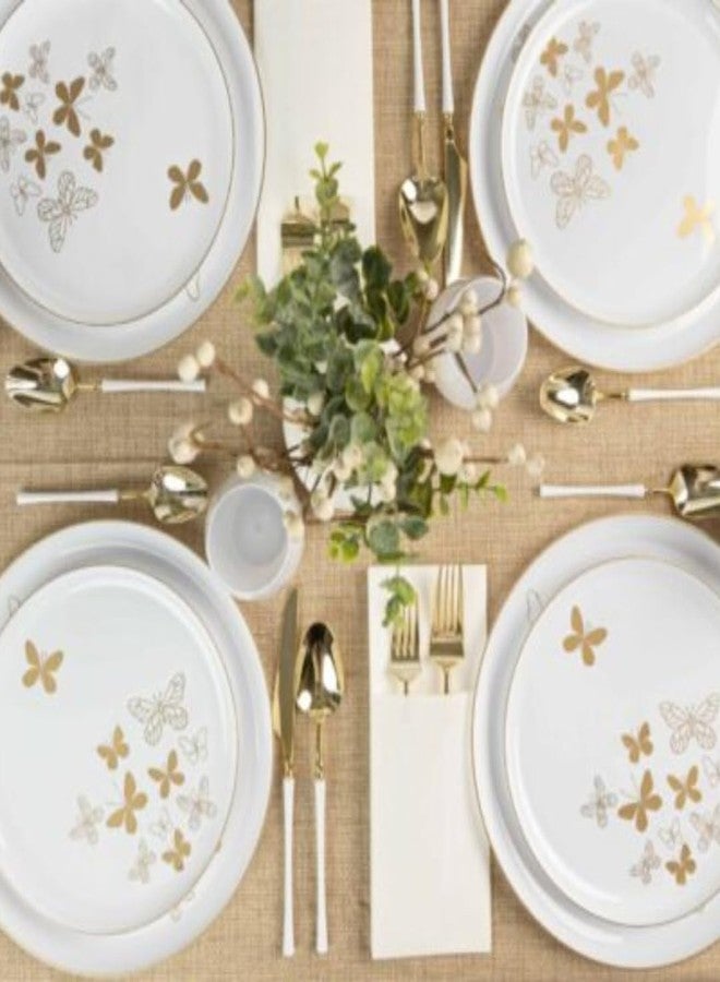 Blue Sky Butterfly Collection Combo - 20 Count | Elegant Butterfly-designed Disposable Round Plastic Plate Set with 10 Lunch Plates 8.6" & 10 Dinner Plates 10.6" - Image 3