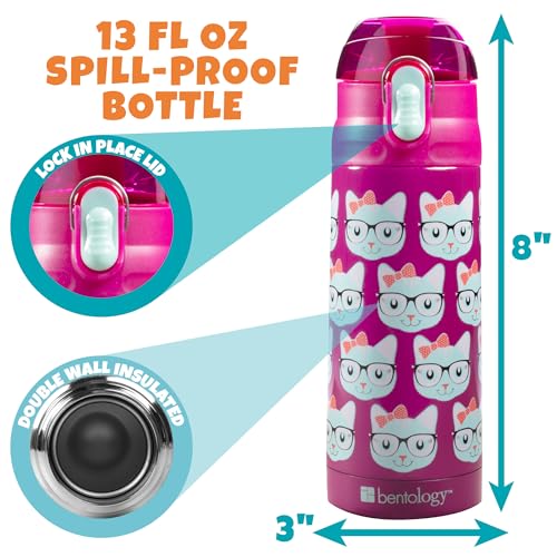 Bentology Insulated Lunchbox Kit w Reusable Stainless Steel Water Bottle & Freezer Hard Ice Pack- Kids Mini Cooler Thermal Tote, Easy to Clean Water-Resistant Bag- Back to School Work Picnic Essential - Image 3