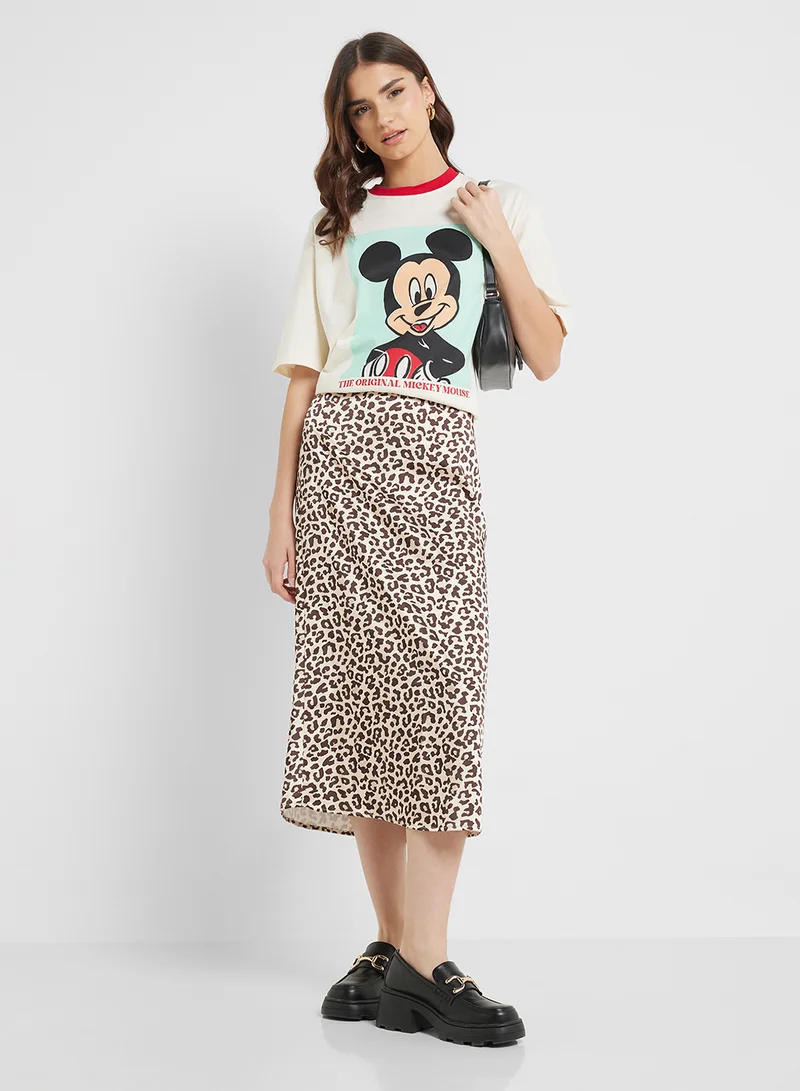 Disney Mickey Oversize Vintage Style T-Shirt With Ringer Detail