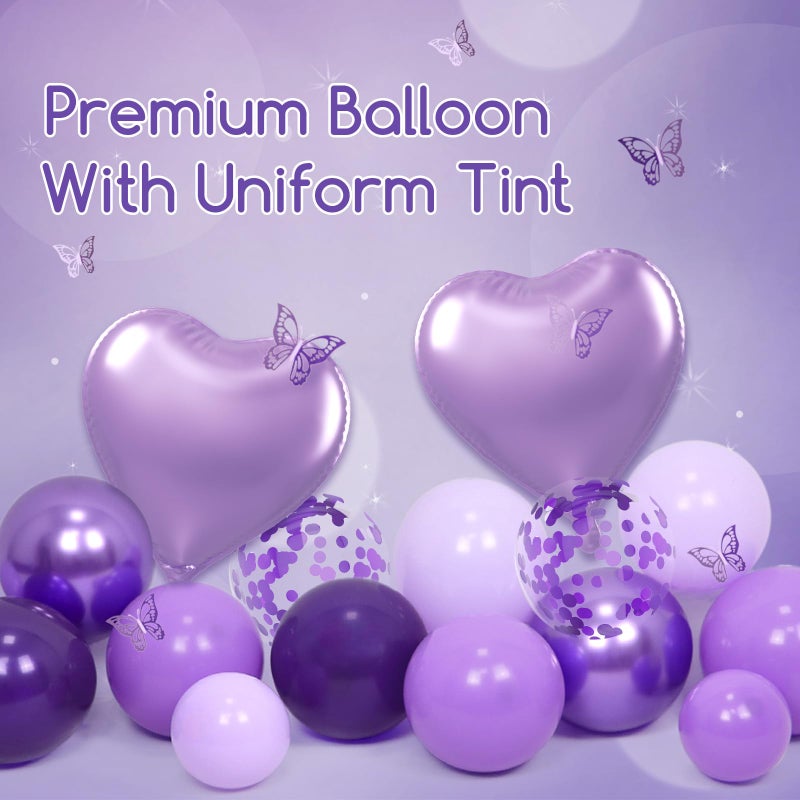 Leraqertra Purple Birthday Decorations for Women with Metallic Dark Pastel Purple Confetti Foil Balloons Fringe Curtain Banner for Women Birthday Decorations - Image 4