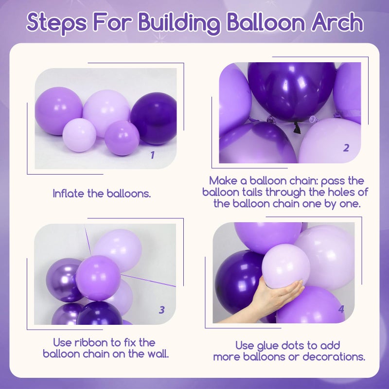 Leraqertra Purple Birthday Decorations for Women with Metallic Dark Pastel Purple Confetti Foil Balloons Fringe Curtain Banner for Women Birthday Decorations - Image 3
