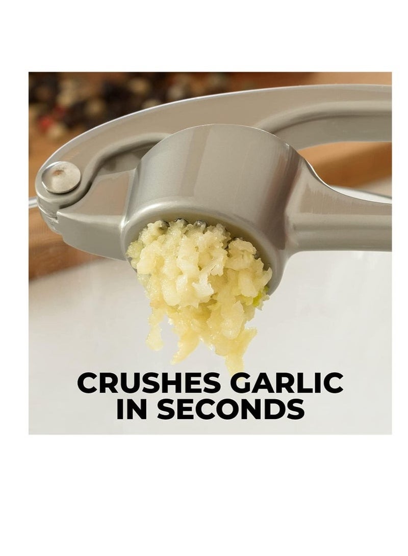 Kitchen Premium Garlic Press with Soft, Easy to Squeeze Handle Includes Silicone Garlic Peeler & Cleaning Brush 3 Piece Garlic Mincer Tool Sturdy Easy to Clean Garlic and Ginger Crusher - Image 4