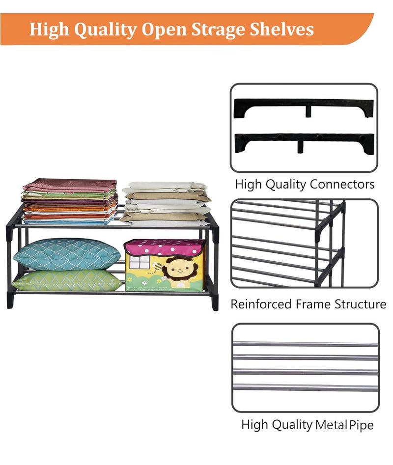 PHILOSHOP PHILOSHOP 2 Layer Black Metal Pipe Plastic Connector SpaceSaver Collapsible Wardrobe Maximize Your Space with Style - Image 3