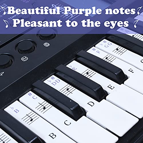 Palap Piano/Keyboard Stickers For Beginners For 49, 61, 76, 88 Key (Piano Stickers) Purple - Image 3