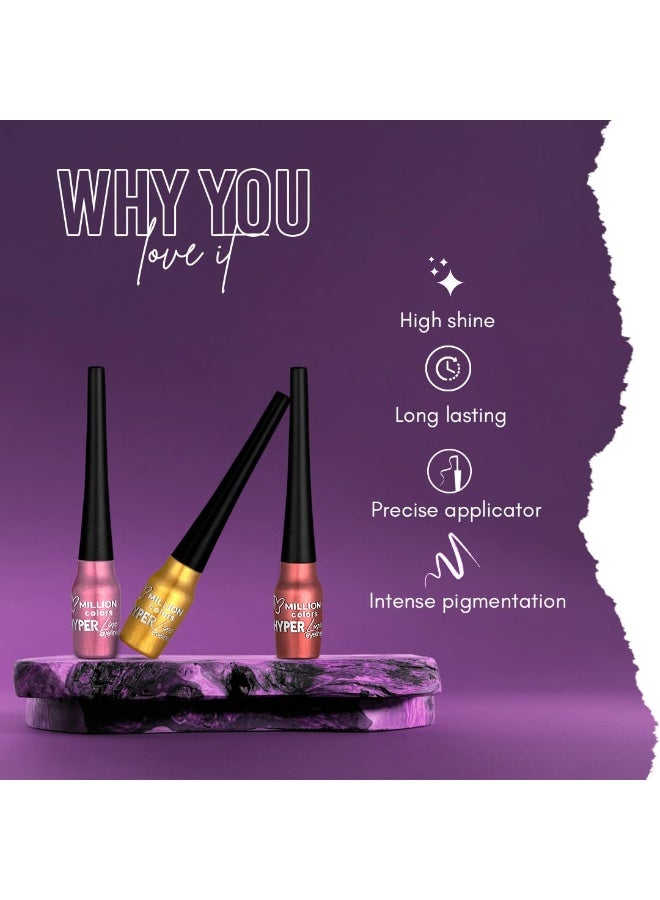 Million Colors Brick Red Colour Waterproof Liquid Eyeliner | Metallic Finish | Last Upto 12 Hours | Quick Drying, Smudge-Proof & Water-Resistant - 5 ML (BRICK RED 09) - Image 3