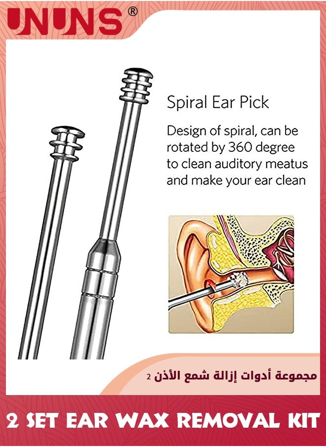 UNUNS Family Earwax Removal Kit And LED Ear Spoon, Ear Cleansing Tool Set, Ear Curette Ear Wax Remover Tool for Reusable,7-In-1 Normal Kit Ear Wax And 1 Pcs Kids LED Ear Spoon  - Image 4