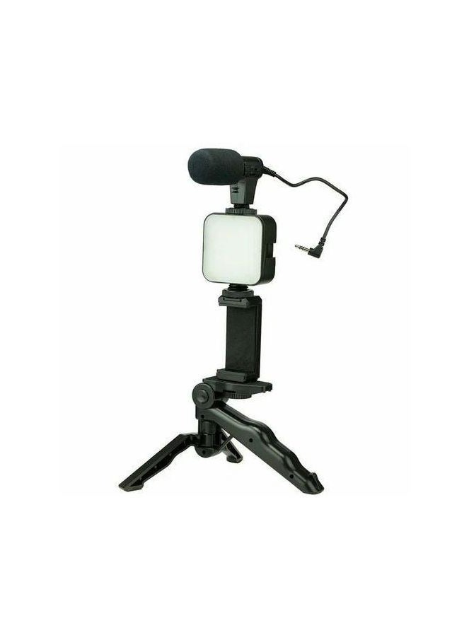 Mobile phone holder kit with LED light and microphone, ideal for live streaming, photography, and videos. Now you can easily create professional videos. - Image 4