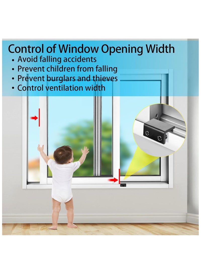 4 Sets Sliding Window Locks,Adjustable Window Locks With Key, Can Control The Window Partially Open Or Closed,Window Locks ​for Vertical & Horizontal Sliding Windows Doors,for Home and Office - Image 2