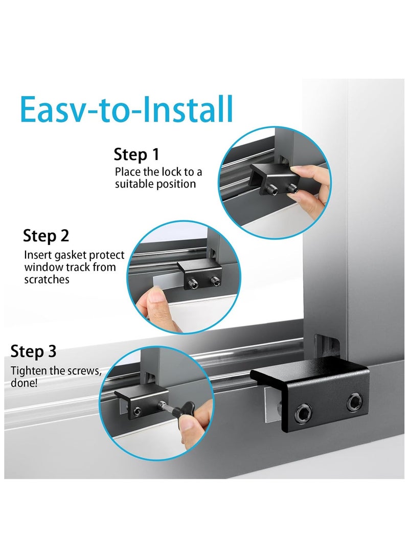 4 Sets Sliding Window Locks,Adjustable Window Locks With Key, Can Control The Window Partially Open Or Closed,Window Locks ​for Vertical & Horizontal Sliding Windows Doors,for Home and Office - Image 5