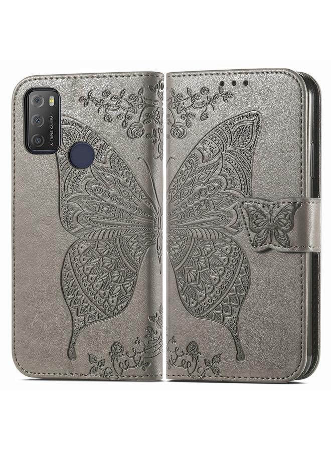 S-TOP Case For Alcatel 1S 2021 Butterfly Love Flower Embossed Horizontal Flip Leather Case with Holder & Card Slots & Wallet & Lanyard - Image 2