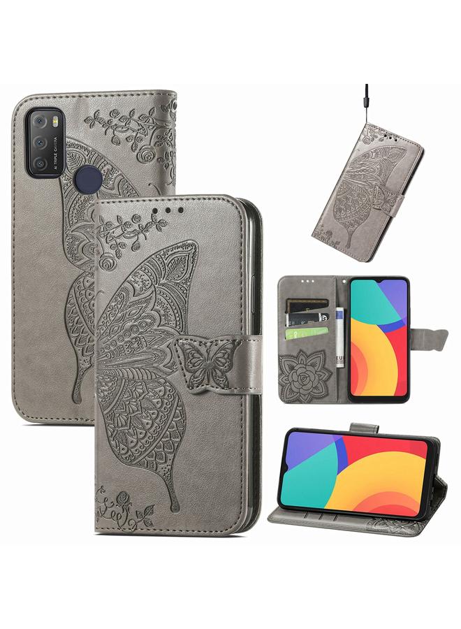 S-TOP Case For Alcatel 1S 2021 Butterfly Love Flower Embossed Horizontal Flip Leather Case with Holder & Card Slots & Wallet & Lanyard - Image 1