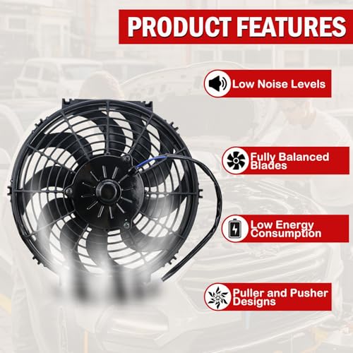 PRUNkuar 12 inch Electric Radiator Cooling Fans with CFM Thermostat Wiring Switch Relay Kit Black - Image 4