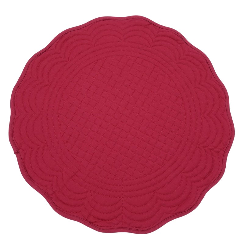 IVLPHA Red Cotton Quilted 16.5 inch Reversible Round Placemat for Table Heat-Resistant (Pack of 4) - Image 3