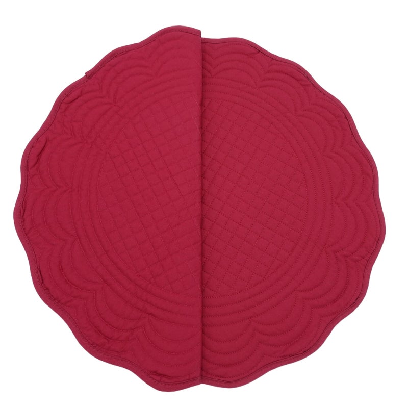 IVLPHA Red Cotton Quilted 16.5 inch Reversible Round Placemat for Table Heat-Resistant (Pack of 4) - Image 2