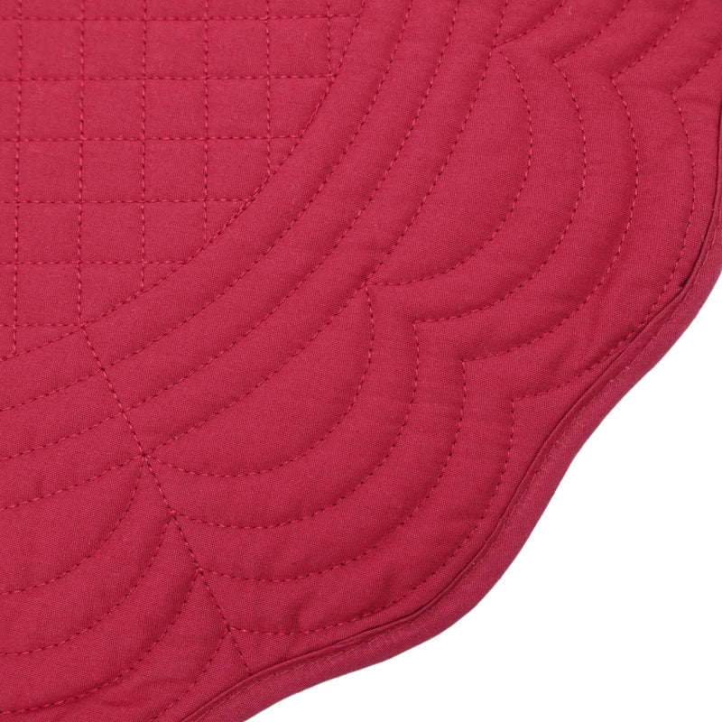 IVLPHA Red Cotton Quilted 16.5 inch Reversible Round Placemat for Table Heat-Resistant (Pack of 4) - Image 4