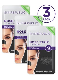 SKIN REPUBLIC Skin Republic Charcoal Nose Strip Deep Cleansing - Removes Blackheads Instantly (6 Strips) - Pack Of 3  - Image 1