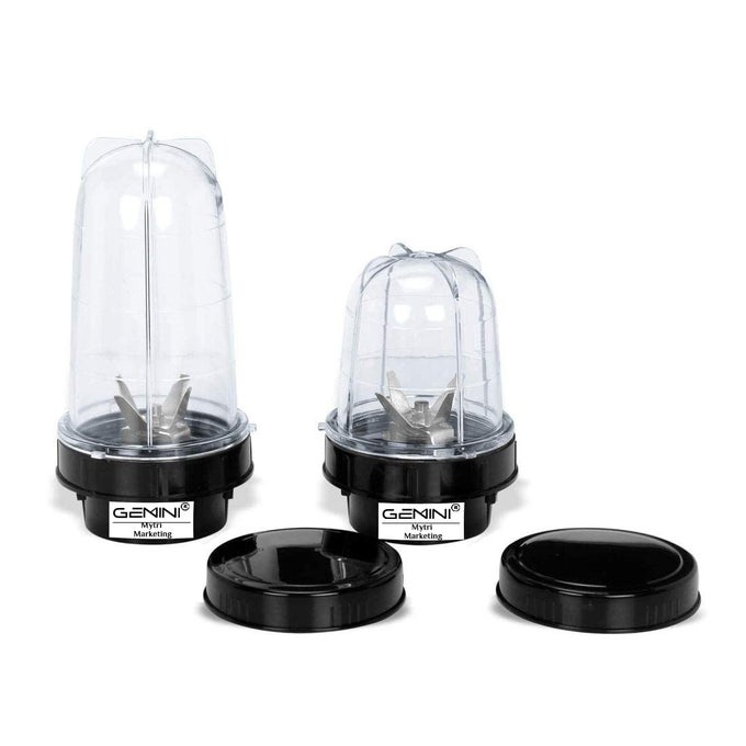 BULLET JARS FOR MIXER GRINDER SET OF 2 (530 ML,350 ML) ABS TRANSPARENT JUICER JAR, BLACK- NMA101