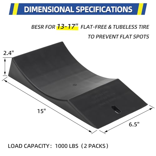 GICOOL 2-Pack Tire Saver Ramp for 13-17" Tire and Wheel, Flat-Free & Tubeless Tire Protector to Prevent Flat Spots Caused by Long Storage Parking for Riding Lawn Mower Garden Tractor - Image 2