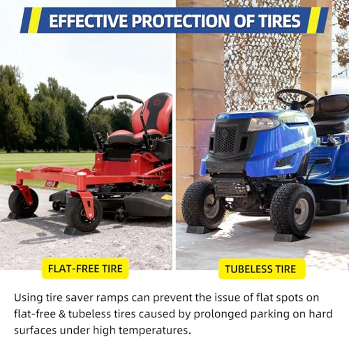 GICOOL 2-Pack Tire Saver Ramp for 13-17" Tire and Wheel, Flat-Free & Tubeless Tire Protector to Prevent Flat Spots Caused by Long Storage Parking for Riding Lawn Mower Garden Tractor - Image 3