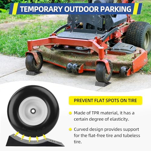 GICOOL 2-Pack Tire Saver Ramp for 13-17" Tire and Wheel, Flat-Free & Tubeless Tire Protector to Prevent Flat Spots Caused by Long Storage Parking for Riding Lawn Mower Garden Tractor - Image 4