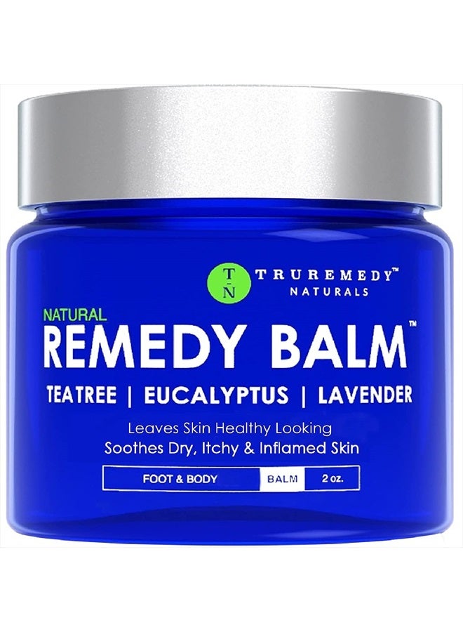Truremedy Naturals Remedy Balm with Tea Tree Oil - Soothing Itch Relief Ointment for Rash & Itchy Skin - Moisturizing Cream for Dry Skin - 100% Natural Foot & Body Balm - Lavender & Eucalyptus, 2oz - Image 1