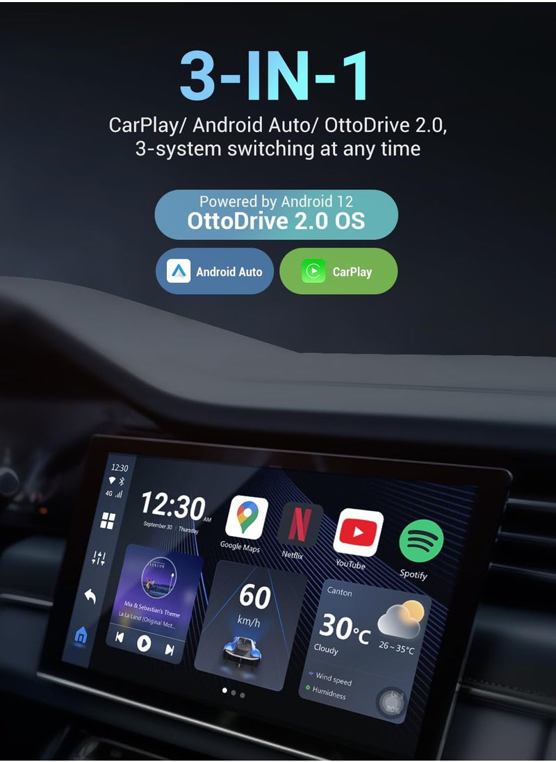 Ottocast - OTTOCAST PICASOU 3 8G+128G CarPlay AI TV Box to Wireless Android Auto Car Play Android 12 for Toyota Kia Hyundai VW Car Accessories - Image 1