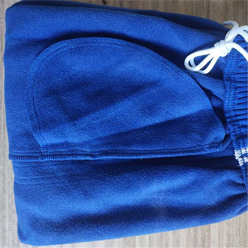 Winter Fleece-Lined Thickened Warm School Uniform Pants Royal Blue Student Sweatpants Boys And Girls With Three White Stripes - Image 3
