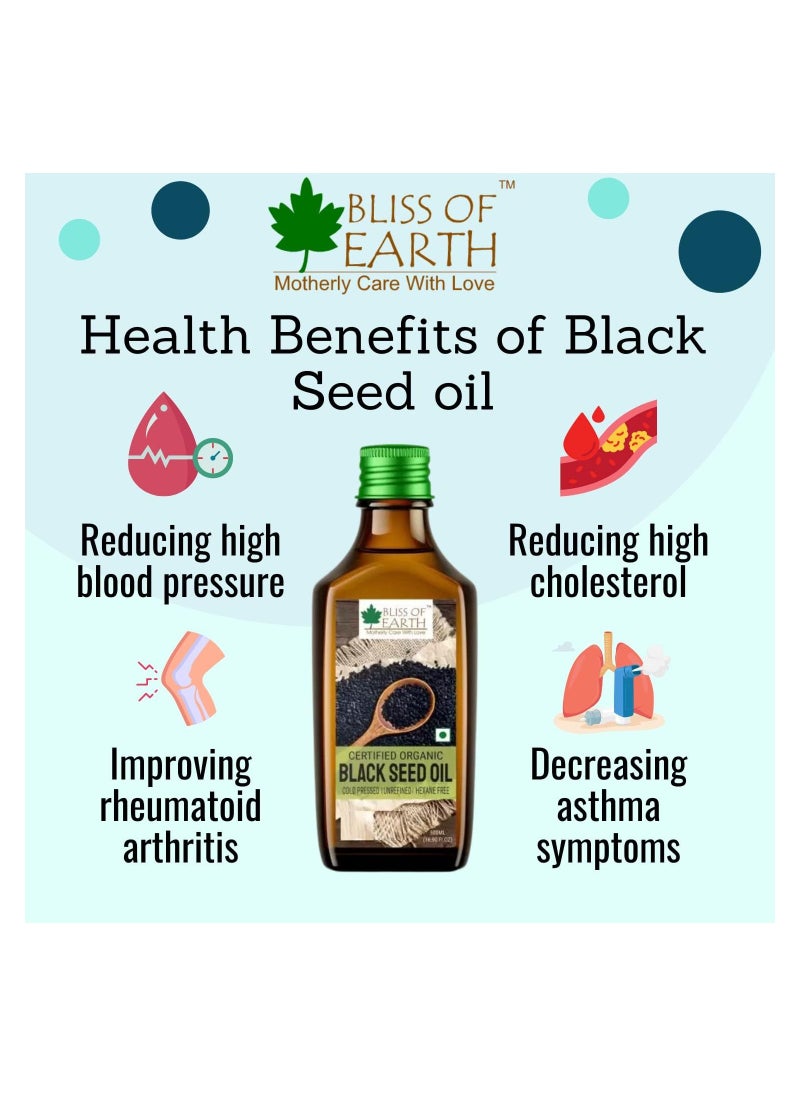 BLISS OF EARTH 500ml Organic Black Seed Kalonji Oil For Eating & Hair Cold pressed & Hexane Free Pack of 3  - Image 4