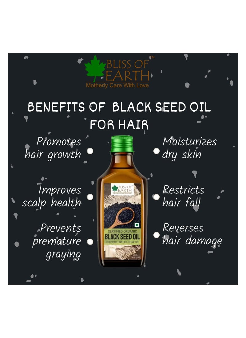 BLISS OF EARTH 500ml Organic Black Seed Kalonji Oil For Eating & Hair Cold pressed & Hexane Free Pack of 3  - Image 3