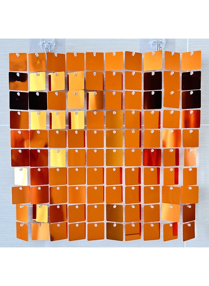 Generic 1 x 5 pcs Square Sequin Wall Panel Gatesby Wedding Decor Mirror orange jx-2253 