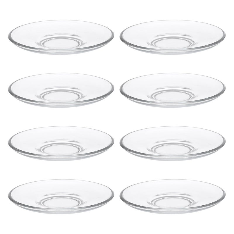 8pcs Round Glass Tea Saucers 9x9cm Snack Plates Cup Coasters Dessert Serving Tray - Image 2