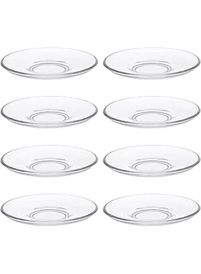 8pcs Round Glass Tea Saucers 9x9cm Snack Plates Cup Coasters Dessert Serving Tray - Image 1