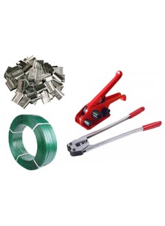 PET Strapping Tool Full Starter Kit Heavy Duty Manual Pallet Banding for Packaging (Set Includes Tensioner Sealer Strap Roll Metal Seals)