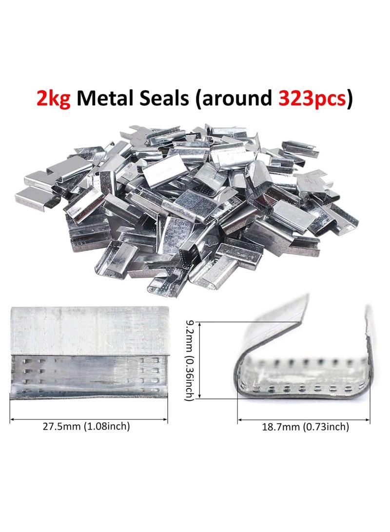 Rubik PET Strapping Tool Full Starter Kit Heavy Duty Manual Pallet Banding for Packaging (Set Includes Tensioner Sealer Strap Roll Metal Seals) - Image 2