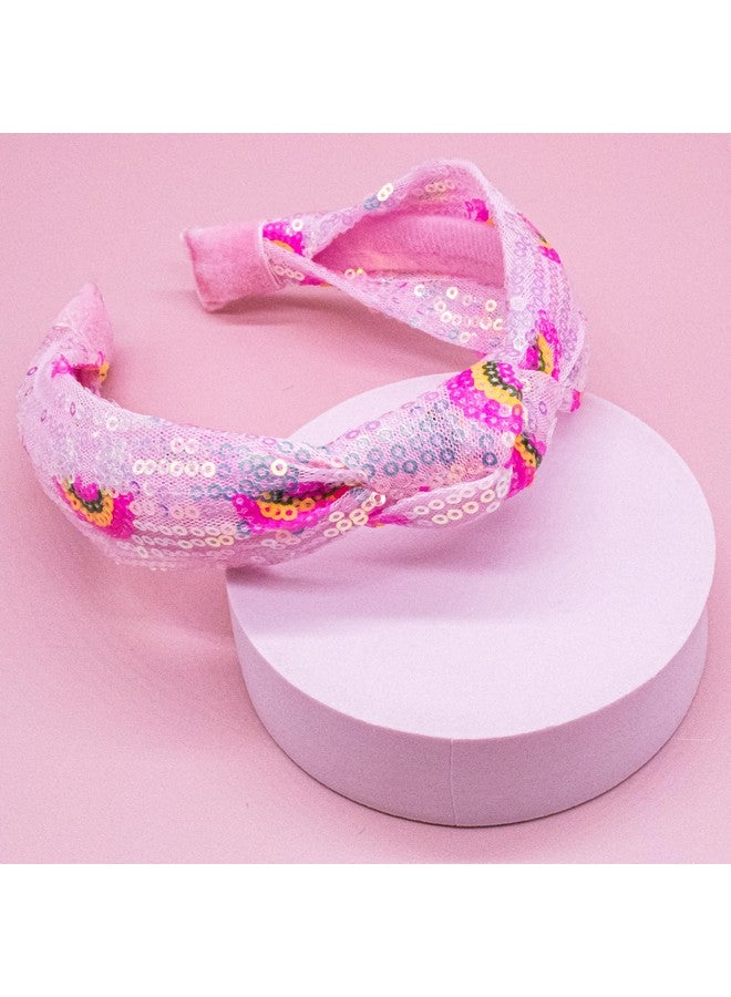 FROG SAC Knot Headband for Girls - Rainbow Sequin Knotted Headbands for Kids, Sparkly Hair Bands for Toddlers, Little Girl Pink Head Band Hair Accessories - Image 5