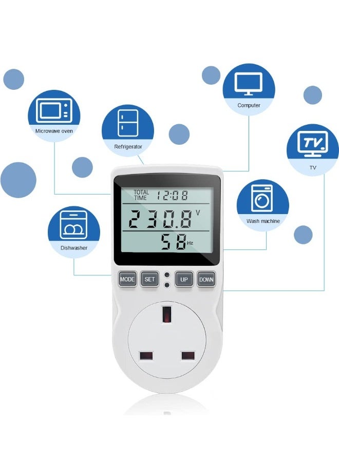 عداد الطاقة مراقب الطاقة مع شاشة LCD - 11 وضع لمراقبة الواط، الفولت، الأمبير، واستهلاك الطاقة؛ تنبيه overload للأجهزة المنزلية. - Image 5