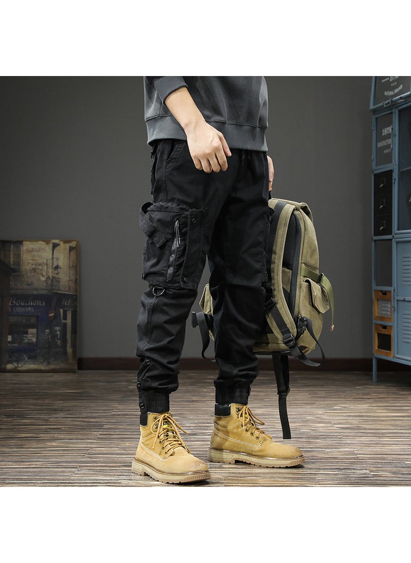 Generic Mens Vintage Cargo Pants Slim Fit Tactical Autumn Winter Black  - Image 1