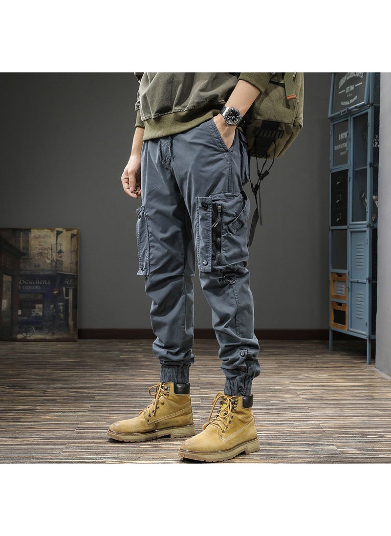 Generic Mens Vintage Cargo Pants Slim Fit Tactical Autumn Winter Black  - Image 3