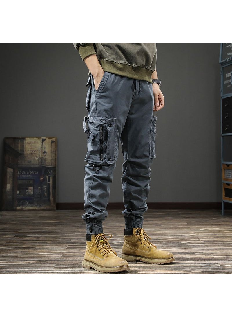 Generic Mens Vintage Cargo Pants Slim Fit Tactical Autumn Winter Black  - Image 4