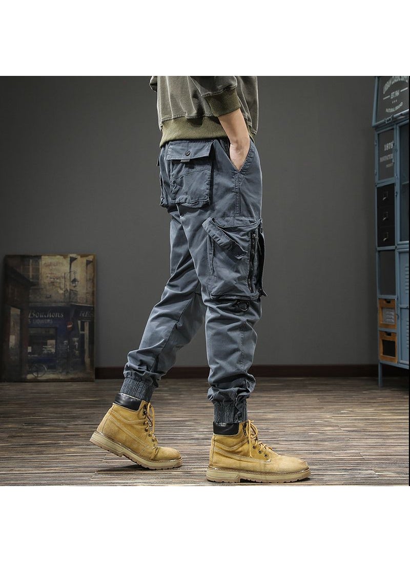 Generic Mens Vintage Cargo Pants Slim Fit Tactical Autumn Winter Black  - Image 2