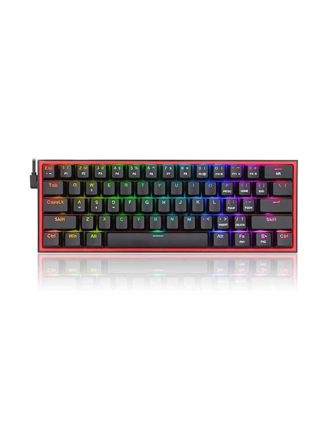REDRAGON FIZZ K617 60% Wired Mechanical Keyboard, Red Switches, No-Slip Stand, Vibrant RGB, Hot-Swappable, 20 Presets Backlighting, Detachable Type-C Cable, English Layout, Black/Red | K617-RGB Black - Image 1