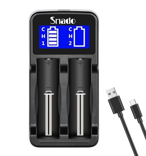 Snado Intelligent Charger, Snado LCD Display Universal Smart Charger for Rechargeable Batteries Li-ion Batteries 18650 18490 18350 17670 17500 16340 14500, Ni-MH/Ni-Cd A AA AAA Battery (2 Slots) - Image 1